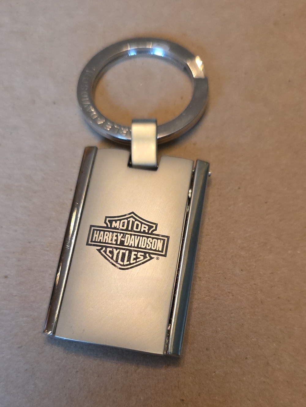 Vintage Harley-Davidson Silver Logo Metal Keychain